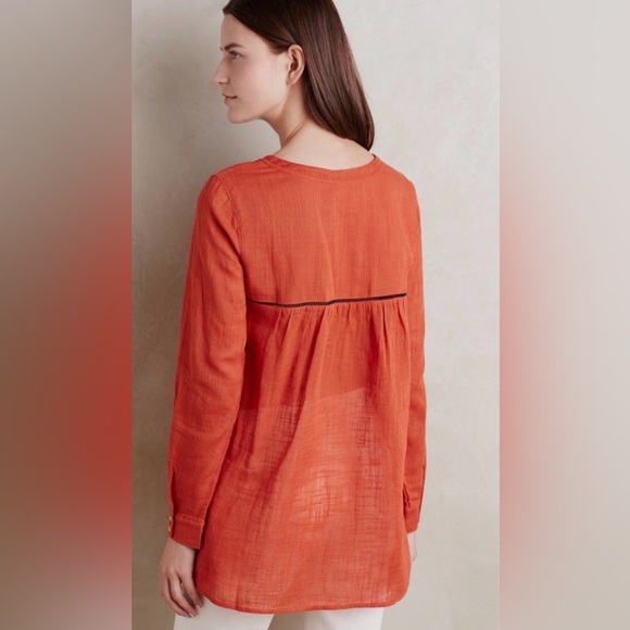 NWT ANTHROPOLOGIE Holding Horses Women's Rust Orange V-Neck Top - Picture 2 of 9